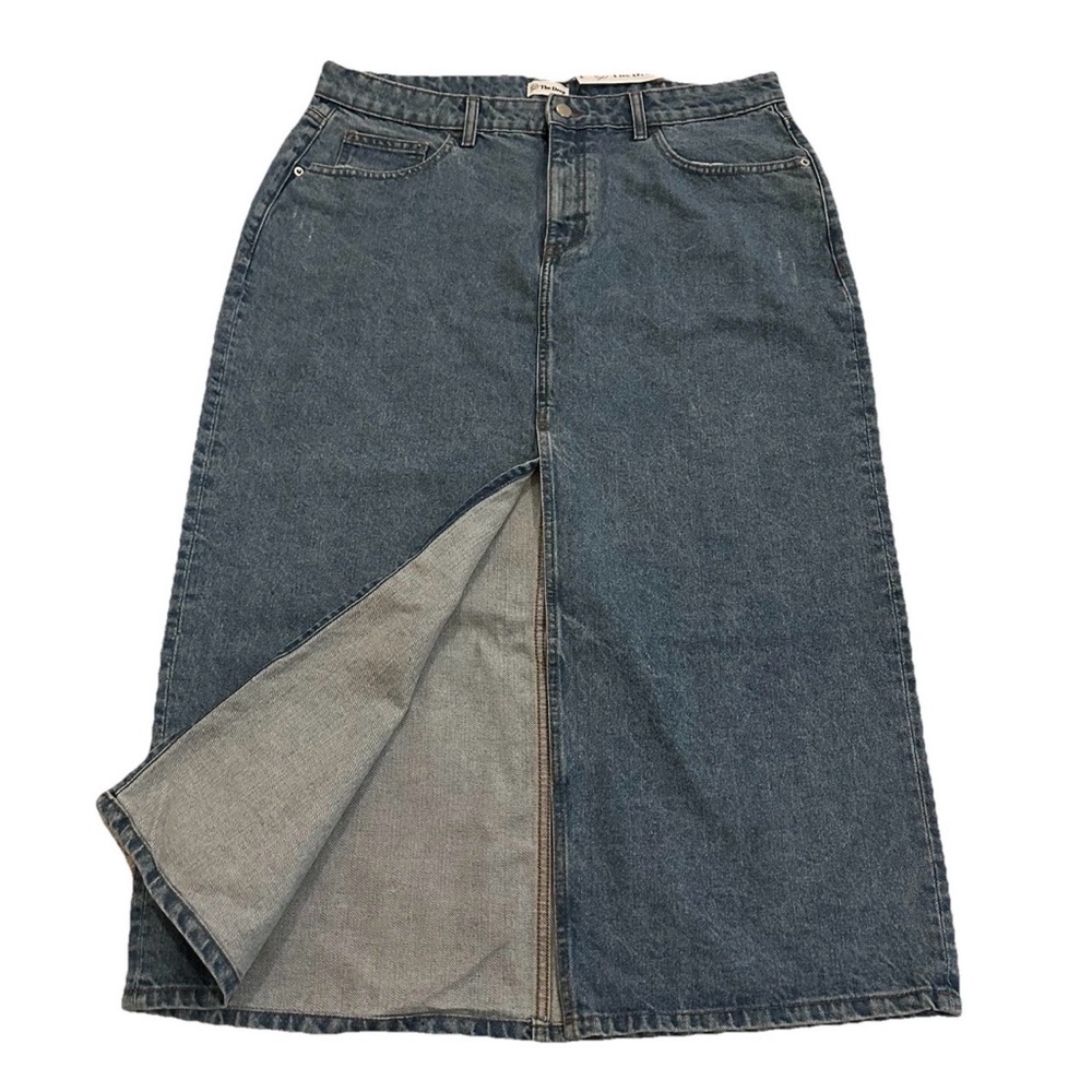 Y2K Women’s Maxi Denim Jean Skirt-XL-Front Slit Med. Wash Boho 90’s Cowgirl NWT